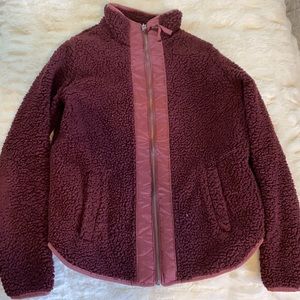 Maroon Abercrombie Sherpa jacket